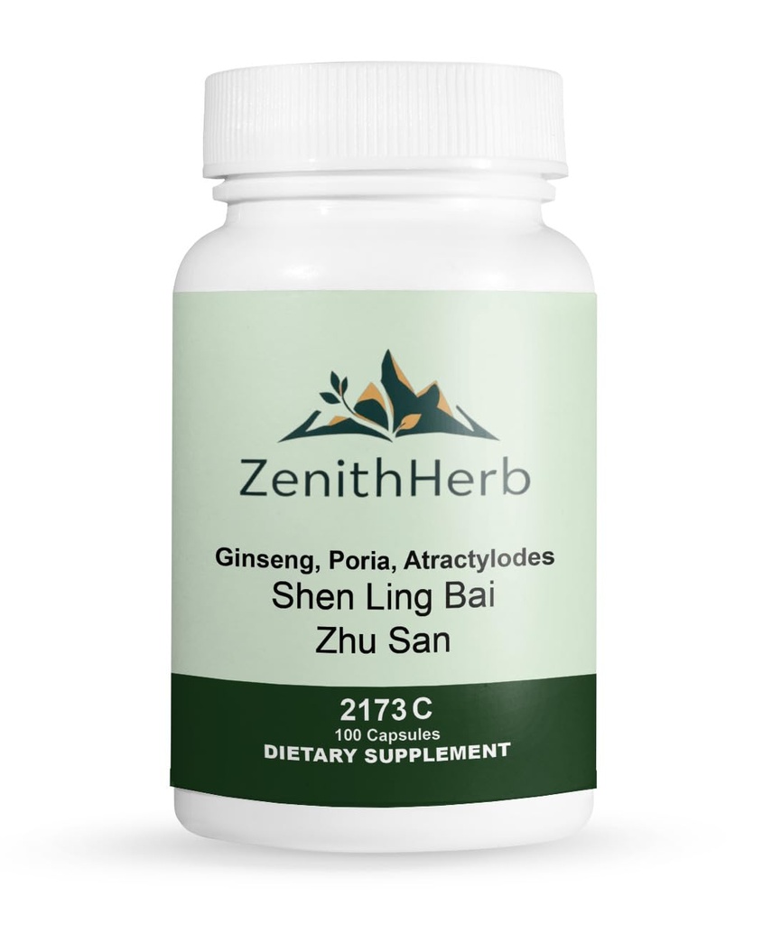 ZenithHerb-Shen Ling Bai Zhu San/Ginseng Poria Atractylodes, Traditional Chinese Herbal Supplement, 100 Capsules/Bottle, 2 Bottles