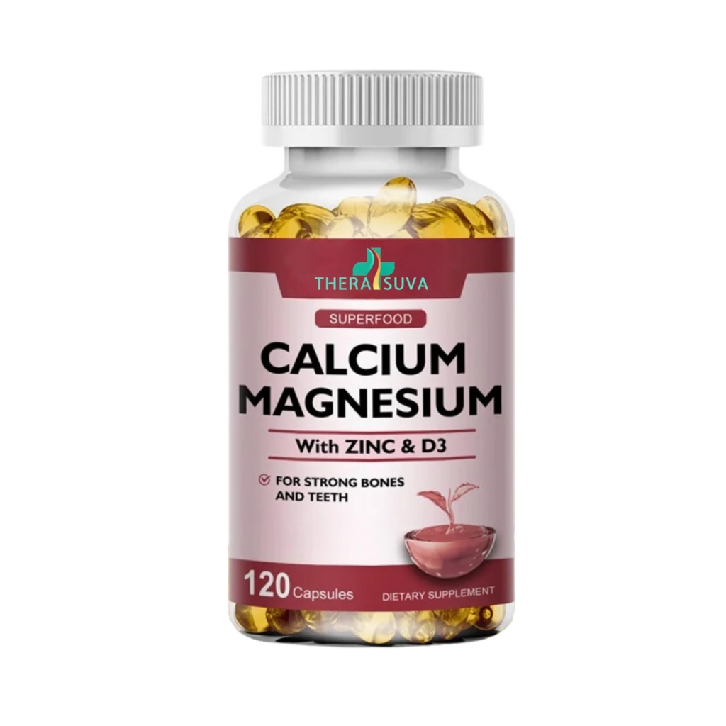 Extra Strength Calcium 1000mg + Magnesium 400mg + D3 + Zinc, Complex Supplement for Bone and Immune Health, 2 Month Supply, 120 Softgels