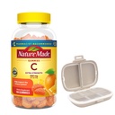Nature Made Extra Strength Vitamin C 500 mg, 180 Gummies Bundle with a Pill Oragnizer (2 Items)