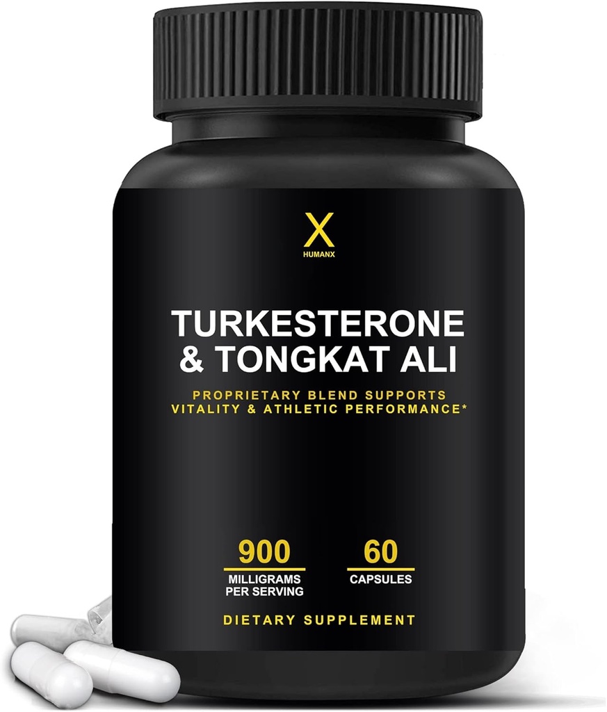 HUMANX Turkesterone & Tongkat Ali 900mg - Unterstützt Energie, Stamina und Muskel-Recovery and Growth - Turkesterone Supplement - Tongkat Ali Supplement - Long Jack Extract (Eurycoma Longifolia)