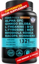 Caffeine Anhydrous를 가진 12에서 1 Nootropic 뇌 보충교재: 뇌 지원, 기억 및 초점을 위한 Ginkgo Biloba - B12, 알파 GPC, L Theanine 및 Choline는 1321mg (60ct)를 가진 Bioperine를 가진 보충교재를 보충합니다