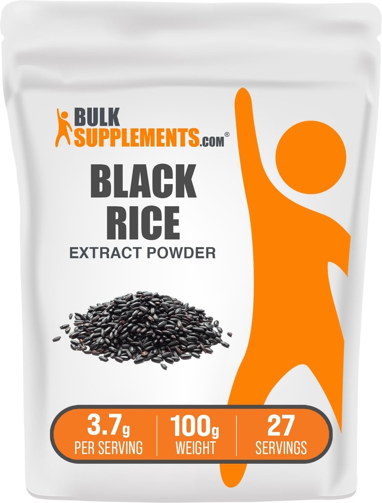 BulkSupplements.com Black Rice Extract Powder - Black Rice Powder, Gluten Free Supplement - Unflavored, 3.7g per Serving, 100g (3.5 oz) (Pack of 1)