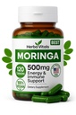 Moringa Pure Capsules 500 mg -120 CT | Pure Moringa Oleifera Leaf Powder Supplement | Moringa Capsules Powerful Green Superfood | Super Greens Powder Pills | Non-GMO, USA Lab Tested