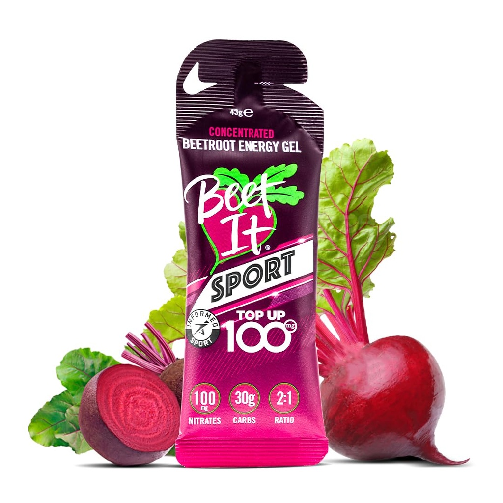 BEET IT Sport Natural Beetroot Running Gels (12 Packs of 43g) - Concentrated Energy Gel for Runners with 100mg Nitrates & 30g Carbs - Long Lasting Energy Gel Packs
