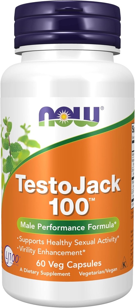 Добавки NOW Foods, TestoJackTM 100 с LJ100®, мощный стандартизированный экстракт Tongkat Ali (Eurycoma longifolia), Tribulus и ZMA®, 60 капсул Veg