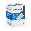 Dealmed Abdominal Combine Pads - Sterile 8 x 10 in - 24 Count | Cotton Fill, Non-Woven Outer Layer, Individually Wrapped, Sealed Edges, Heavy Drainage Care, Post-Op Recovery