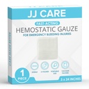JJ CARE Z Folded Hemostatic Gauze (Pack of 1), 3"x24" Quick Clotting Combat Gauze, Hemostatic Dressing for Emergency Trauma, Immediate Hemostasis Clotting Bandage for Emergency Kits