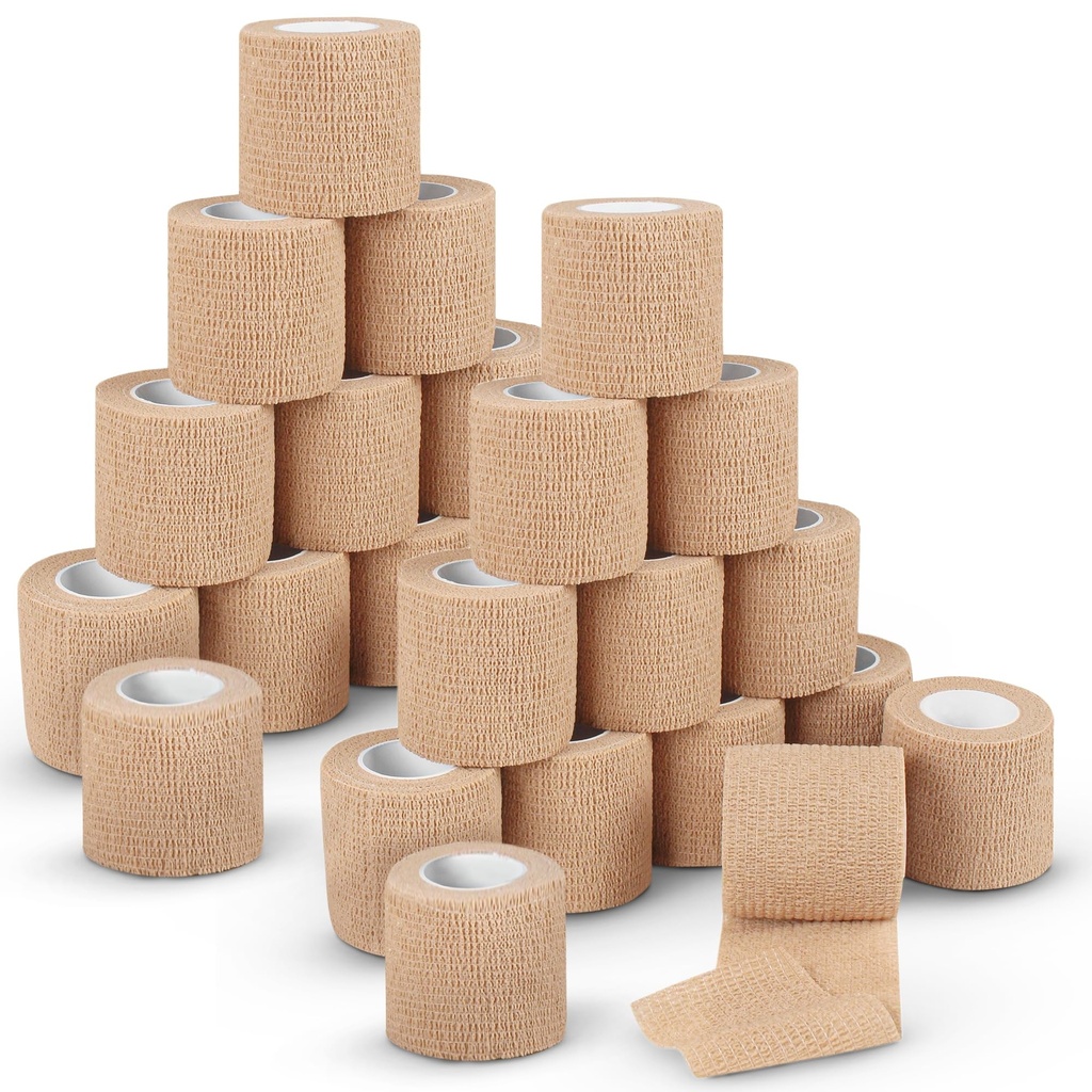 Ever Ready First Aid Self Adherent Cohesive Bandages 3" x 5 Yards - 24 Count, Tan