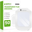 50Pack Transparent Film Dressing - 4" x 4.75" Waterproof Bandages for Wounds, Wound Dressing for Swimming, Post Surgical Shower, IV Shield, Tattoo Aftercare Wound Care, Adhesive Patches