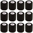 Black Self Adhesive Elastic Bandage Wrap, 12 Pack 2" x 5 Yards, Stretch Self-Adherent Cohesive Bandage for First Aid, Athletic, Sports, Wrist, Ankle Sprains, Knee Swellins and Vet Wrap