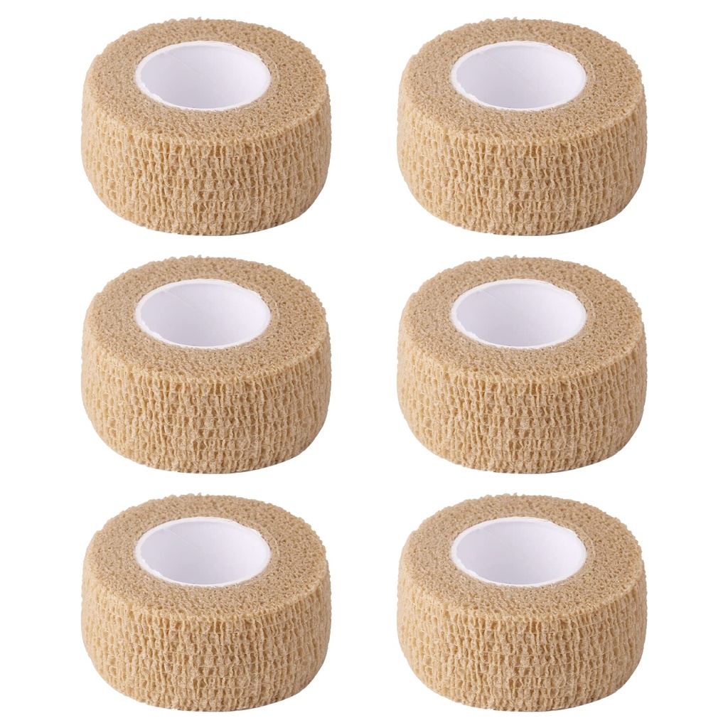 6pc-1 Inch Wide Skin Colour Elastic Self- Adhesive Bandage Finger Tape,Wrap Bandages, for Wrist and Ankle for Chair and Table Legs to Reduce Friction and Noise