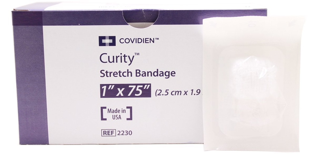Curity Sterile Gauze Stretch Bandages, 1" x 75", Sterile-Pack of 12