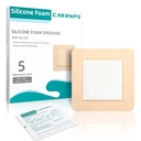 Silicone Foam Dressing with Adhesive Border 4“ x 4”,5 Packs Waterproof Silicone Bandages for Wounds Care, Large Self Adhesive Wound Dressing Bandage for Bed Sore
