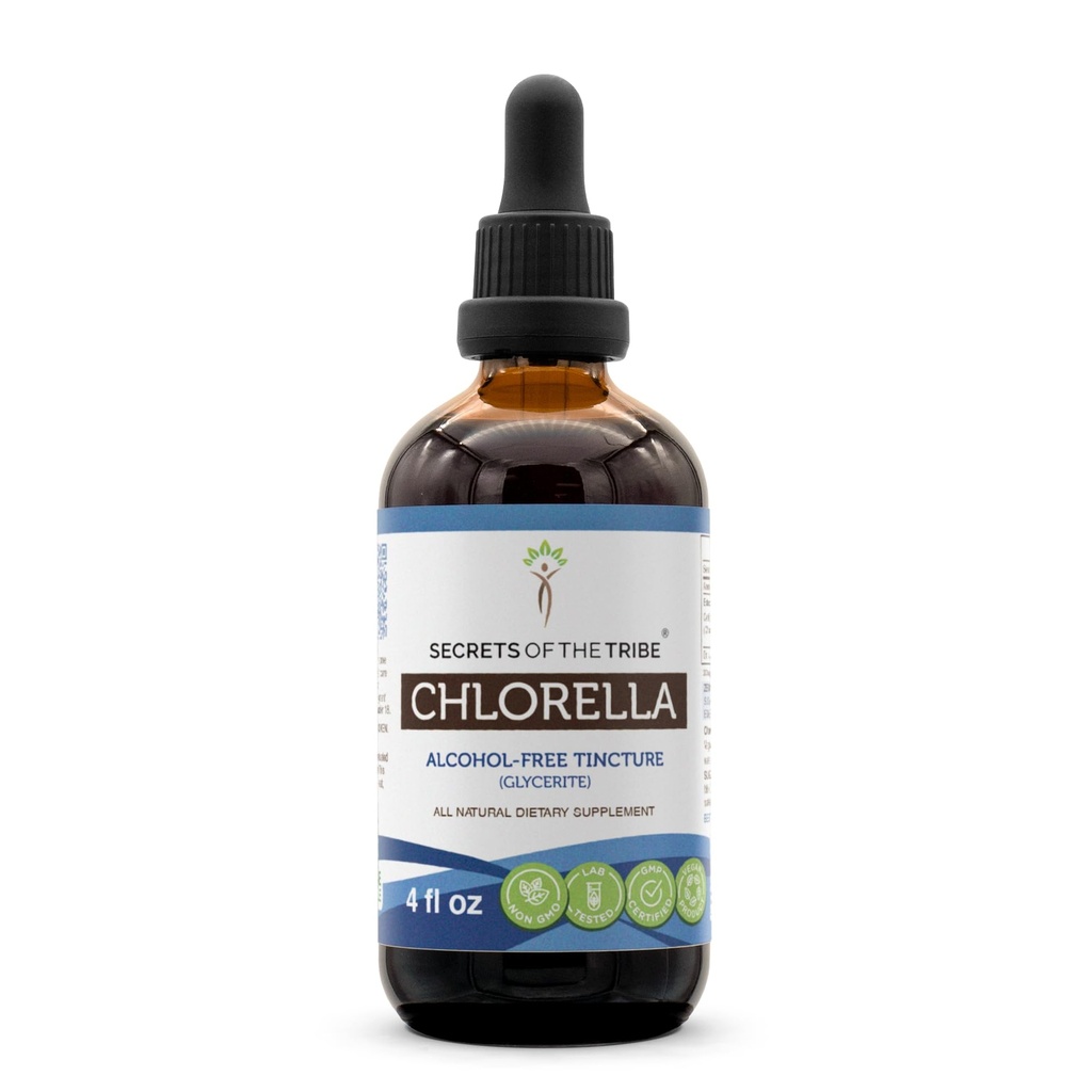 Secrets of the Tribe Chlorella Tincture Alcohol-Free Liquid Extract, Chlorella (pyrenoidosa) Dried Algae (4 FL OZ)