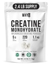 Pure Creatine Monohydrate Powder 2.4 lb Micronized Unflavored Creatine for Women and Men, Fine Texture Bulk Creatine Powder for Smooth Mixing & Easy Dissolve Pre Workout, Vegan Friendly, 1100g