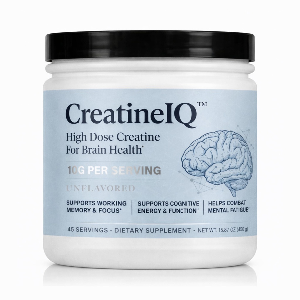 CreatineIQ High Dose Creatine Powder for Brain Health – 10g Per Serving – Supports Cognitive Energy, Focus & Mental Fatigue – Unflavored Creatine Monohydrate – 45 Servings