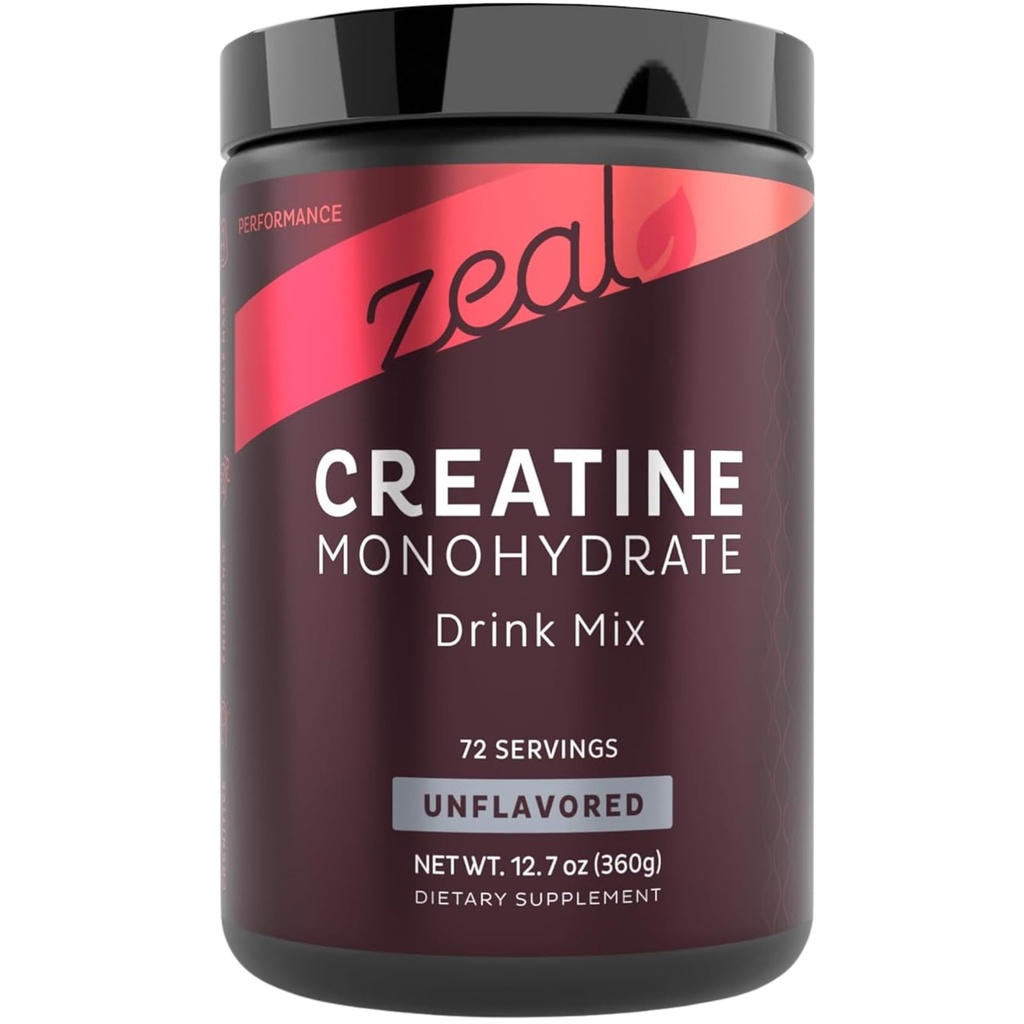 Zeal Micronized Creatine Monohydrate Powder | Pure Unflavored Creatine | 5g per Serving, 72 Servings | Supports Muscle Growth, Strength & Recovery | Creatina Monohidratada en Polvo