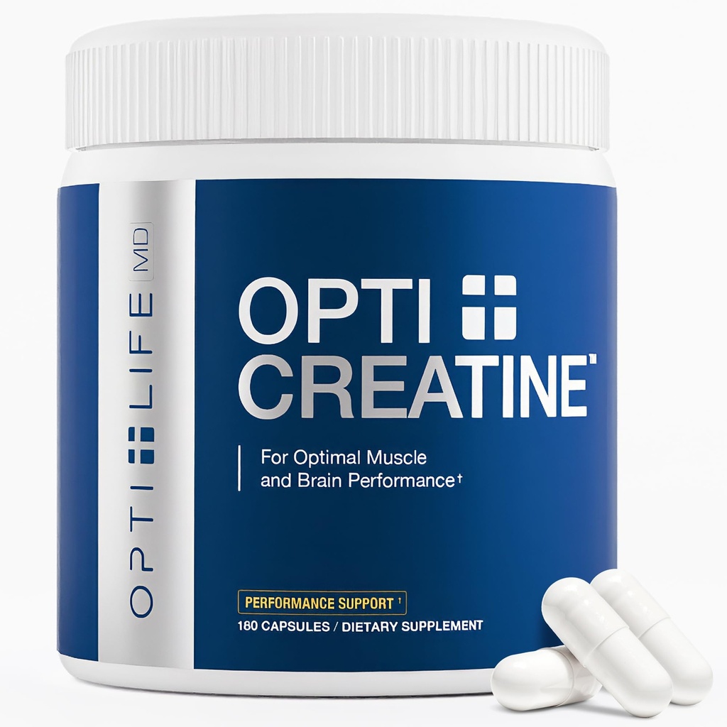 Opti + Creatine Monohydrate Capsules | Support Muscle Recovery, Energy and Healthy Stamina* | Daily Creatine Supplement | 180 Capsules/60 Servings