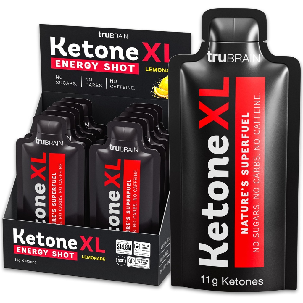 Ketone XL No Caffeine Exogenous Ketones Energy Shots – 10 Pack of Caffeine-Free Energy Drinks with 11g Ketones Per Shot – Sugar Free, Salt Free, Clean Ketone Energy (Lemonade)
