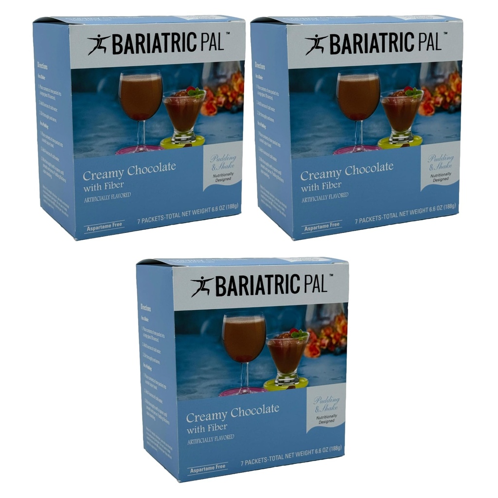 BariatricPal 15g Protein Aspartame-Free Pudding & Shake - Creamy Chocolate with Fiber (3-Pack)