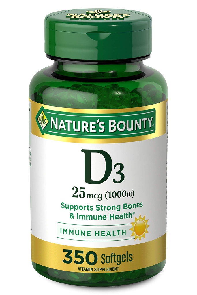 Nature's Bounty Vitamin D3 1000 IU Softgels, 350 Count
