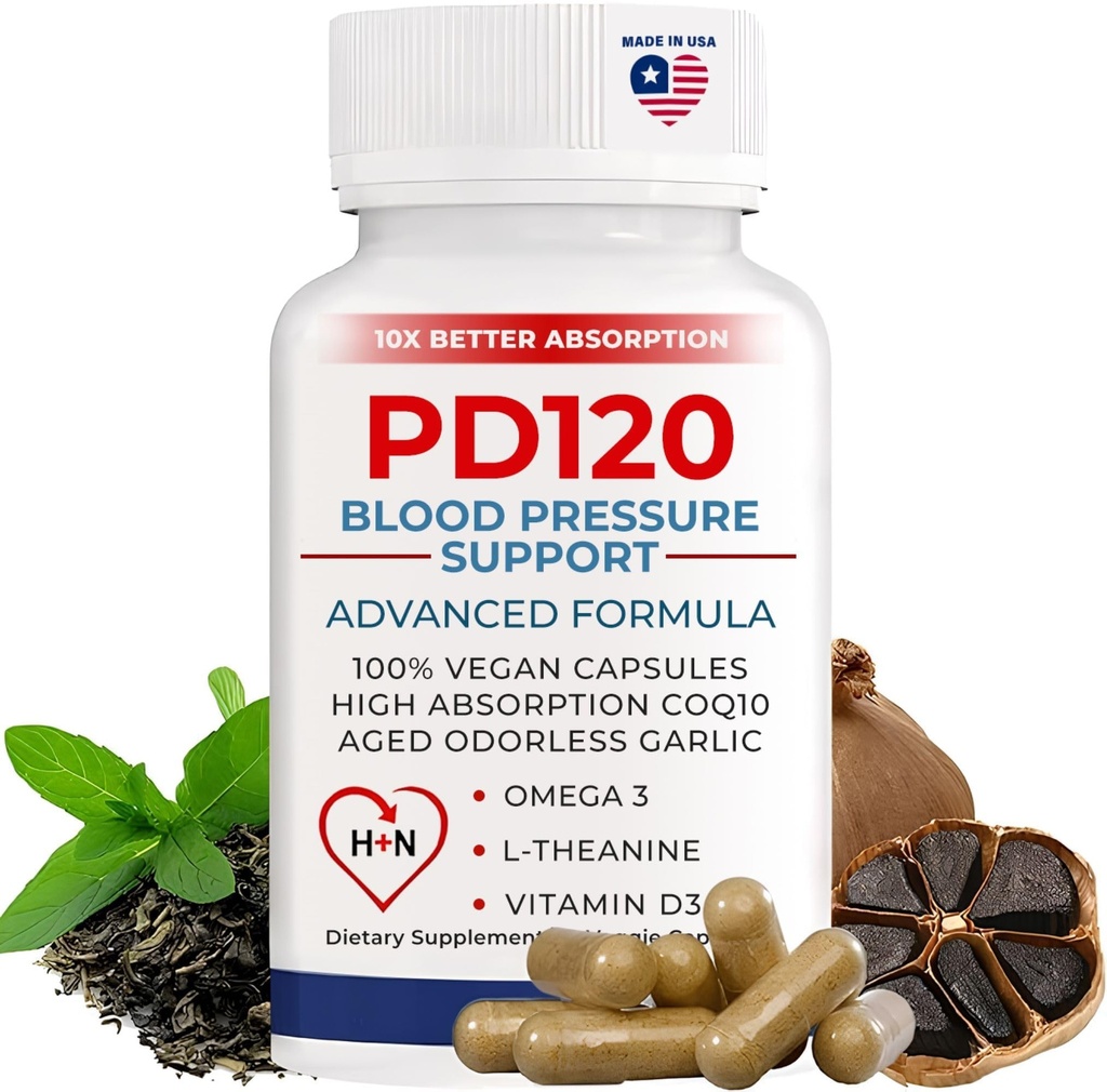 Natural Blood Pressure Support Supplement: 8-in-1 Formula With Black Odorless Garlic, High-absorption CoQ10 (pack of 1)