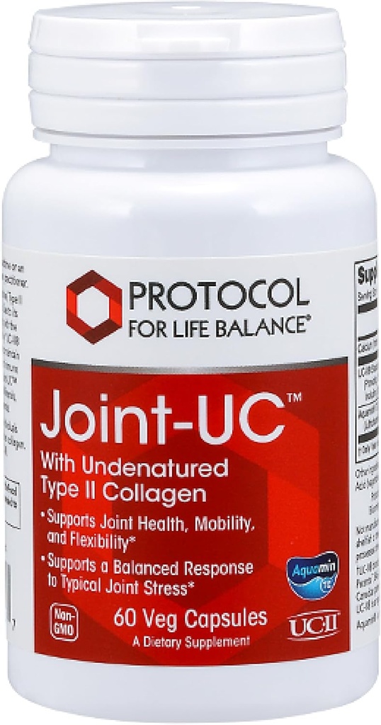 Undenatured 유형 II 교원질 칼슘 & 70+를 가진 생활 균형 합동 UC를 위한 PROTOCOL 추적 무기물 - 면역 지원 보충교재 - Non-GMO & 낙농장 자유로운 - 60의 볼트 모자