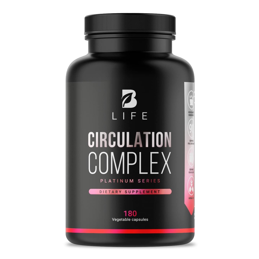 Butcher’s Broom, Horse Chestnut, L-Arginine and Resveratrol, Circulation Complex | 180 Caps - 45 Days | Made in USA by B Life. (CirculationUSA)