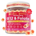 Methyl B12 5000mcg & L-Methylfolate Gummies for Women Men - Active 5-MTHF & Methylted B-Complex Multivitamin Supplement + B6, Choline,TMG for Cellular Energy, Cognition, Methylation, MTHFR Gene, 60Cts