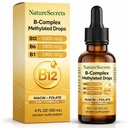 NATURESECRETS B-Complex Methylated Drops, with B12 B6 B1, Fast Sublingual Absorption, Essential B Vitamins for Energy & Nervous System Support, Raspberry Flavor, 120 mL / 4 fl oz