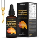 Methylated B Complex Liquid Drop, Liquid B Complex Vitamins for Women, with Methyl B12, Methylfolate, B1, B3, B5, B6, B7, C, Omega-3, Inositol, Magnesium, TMG Supplement for Energy Support, 2 FL OZ