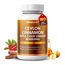 Ceylon Cinnamon, Apple Cider Vinegar, Berberine, Turmeric & Ginger – Support Metabolism & Digestion – 180 Capsules