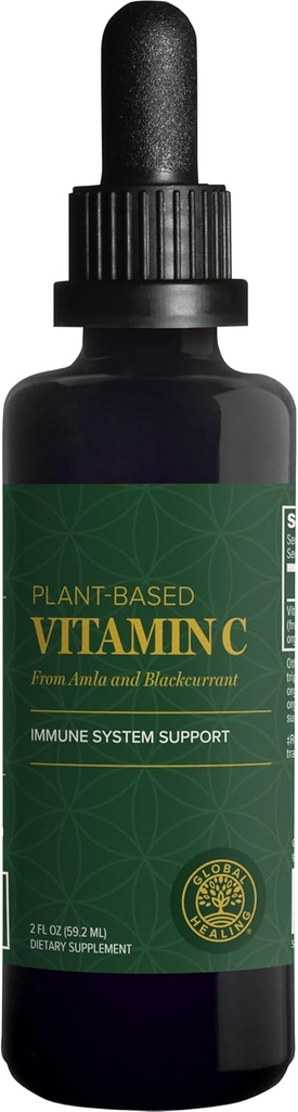 Global Healing Center USDA Organic Vitamin C Supplement Drops 180mg, maye Vitamin C Bitki-based Antioksidi, Immune Sistemi - Vitamina C - Kişi və Qadınlar üçün Natural Energy (2 Oz)