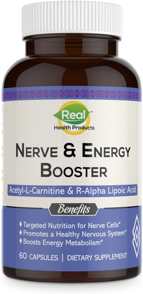 תוסף ALA - R-Alpha Lipoic Acid 300mg & Acetyl L-carnitine 1000mg - Nerve & Energy Booster for Nerve, Cardiovascular, Cognitive Function & Antioxidant Support, 60 קפסולות, 30 ימים אספקה
