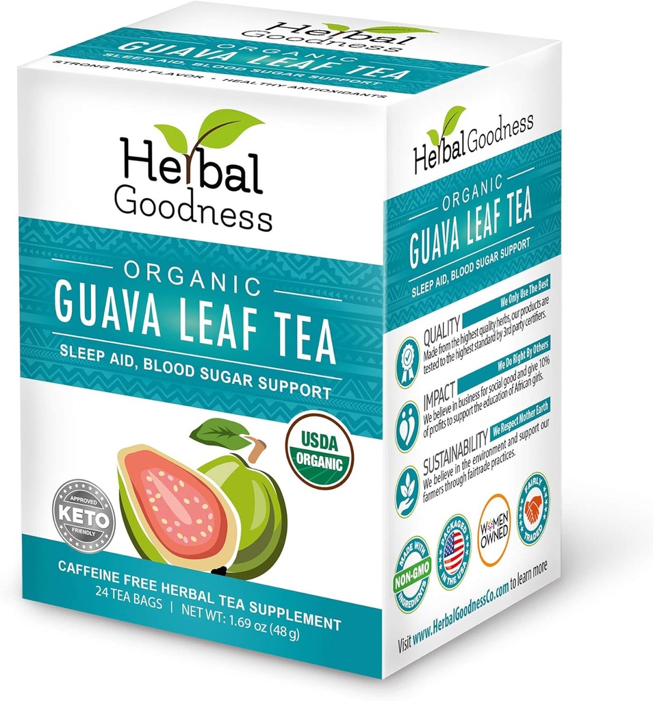 Trà Guava Leaf 24 Trà Baos - 100% tự nhiên Guava rời khỏi Trà - Hojas De Guayaba Supicala để hỗ trợ Immune, Reution & thư giãn