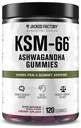 Jacked Factory Ashwagandha Gummies - KSM 66 Ashwagandha Gummies (600mg Per Serving) - Enhance Cognitive Function, Boost Mood, and Promote Hormonal Balance - 120 Gummies, Cherry Splash