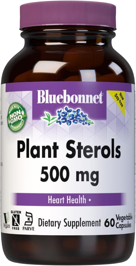 Bluebonnet Nutrition Plant Sterols 500mg Heart Health Supplement för Män & Kvinnor * - Non-GMO Beta-Sitosterol från Sunflower Oil - Vegan, Gluten-Free - 60 Vegetabiliska kapslar