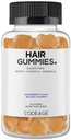 Codeage Hair Gummies, Biotin 5000 mcg, Sugar Free Growth Gummy Vitamins A, C, B6, B12, D3, Zinc, Inositol Supplement, Women & Men, Pantothenic Folic Acid, Nails, Skin, Strawberry Coconut Flavor, 60 ct