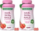 Nature's Bounty Optimal Solutions Hair, Skin and Nails Pectin Gummies, 2500 mcg Biotin Per Serving, No Stick Gummy, Vegetarian Formula, Strawberry Flavor, 200 Count, 100 Total Servings (Pack of 2)