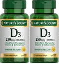 Nature's Bounty Vitamin D for Immune Support, Vitamin D Provides Immune Support and Promotes Healthy Bones, 10000IU, 72 Softgels (Pack of 2)
