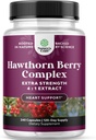 Vysoká sila Hawthorn Berry Kapsule - Pure Antioxidant Hawthorn Berry Supplement with Leaf & Flower Extract 4:1 pre Zdravé srdce a zažívanie - Energetická podpora pre mužov a ženy - 240 Počet balení