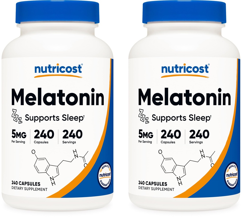 Nutricost Melatonin 5mg, 240 Capsules (2 Bottles)