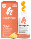 Healthycell Focus & Recall, Daily Liquid Brain Supplement for Focus & Memory - Nootropics Supplement for Concentration & Alertness with L-Theanine, Omega-3 & Taurine - 14 Gel Packs