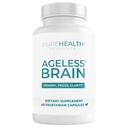 PUREHEALTH RESEARCH Ageless Brain Supplements for Memory and Focus - Nootropic Brain Health Supplement for Adults - with Bacopa Monnieri, Alpha GPC, L-Tyrosine, Vitamin B6, Niacin & More - 60 Capsules