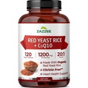 Zazzee Organic Red Yeast Rice 20:1 Extract with CoQ10, Citrinin-Free, 1200 mg per Serving, 80 mg CoQ10, 120 Vegan Capsules, Healthy Heart & Cardiovascular Support, Non-GMO, Made in the USA