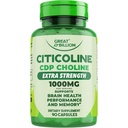 Citicoline CDP Choline 1000mg - Extra Strength Brain Supplements for Memory and Focus, Choline Supplements - Non-GMO Nootropic with Acetylcholine Support - 90 Vegetarian Capsules
