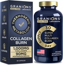 Granions Thermogénique Hydrolysed Collagen Burn - Acide hyaluronique, vitamine C - Cellulite Defense and Dermal Repair Multi Collagen Peptides Capsules pour femmes et hommes - 90 pilules