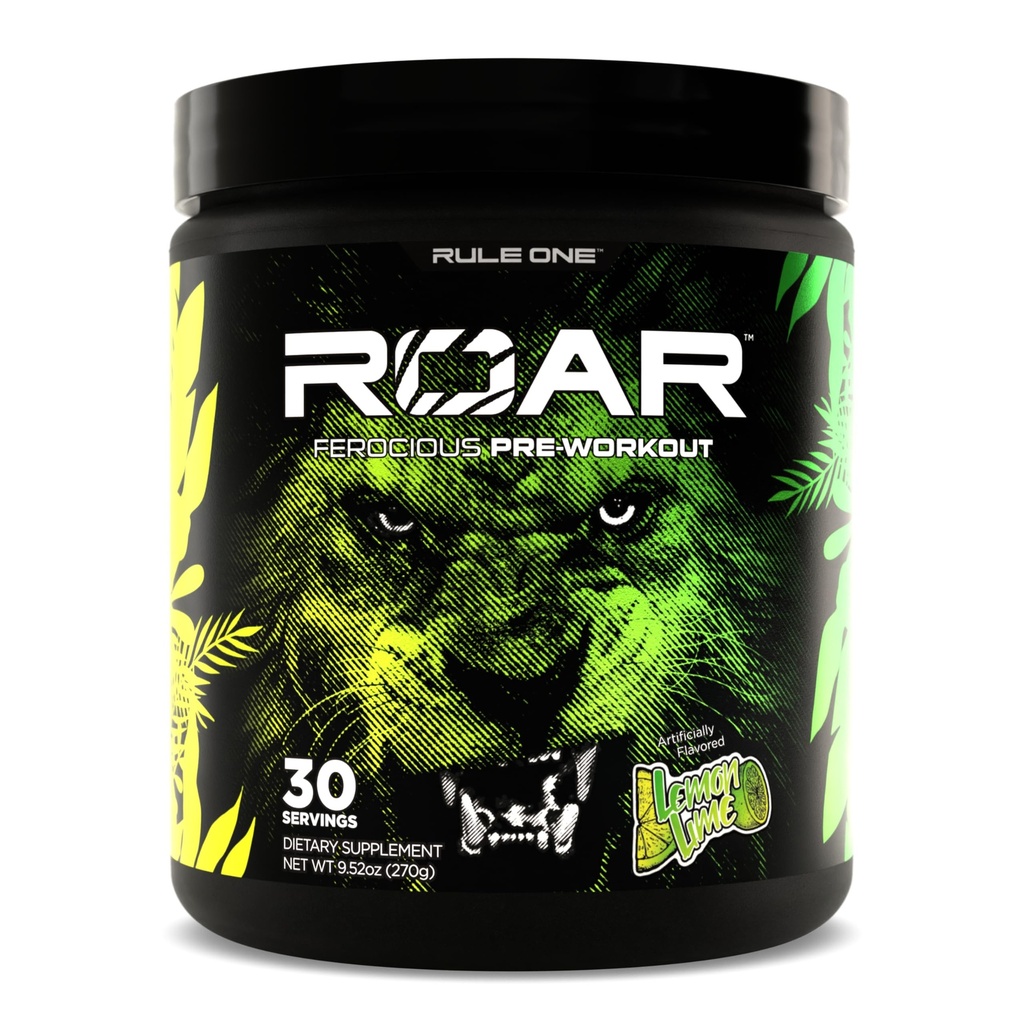 Rule 1 Proteins R1 Roar - Pre-Workout Powder with Creatine, Beta-Alanine, Citrulline, Electrolytes & Caffeine (30 Servings, Lemon Lime)