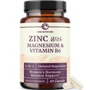 Zinc and Magnesium Supplement with Vitamin B6 | Women’s Hormone Balance, Menstrual Cycle & Immune Support | High Absorption Chelated Magnesium Glycinate with Zinc Picolinate and VIT B6 | 60 Ct