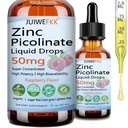 Zinc Picolinate 50mg Liquid Drops, Chelated Zinc Supplements for Men Women Kids Support Immune Skin Eye Health & Enzyme Function, Liquid Zinc Raspberry Flavor, Vegan Non GMO Gluten Free, 30 Servings